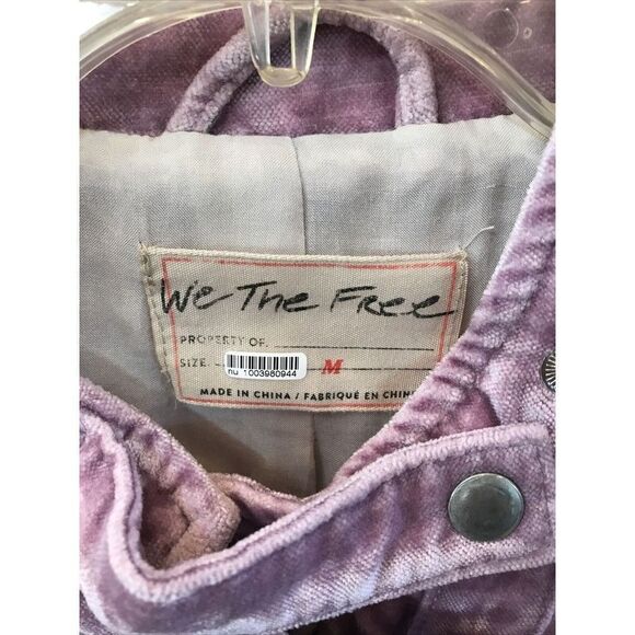 Free People We The Free Dusk Til Dawn Lilac Velvet Moto Jacket M Zip Snap - Picture 8 of 11